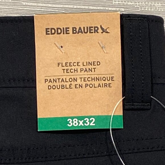 Eddie Bauer Fleece Lined Tech Pants Mens 38 x 32 Black Water Repellent Insulated - Picture 12 of 13